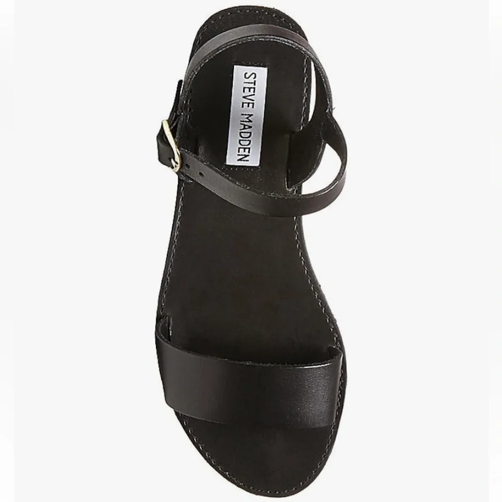 Steve Madden‎ Donddi Black Leather Strappy Sandals 6.5